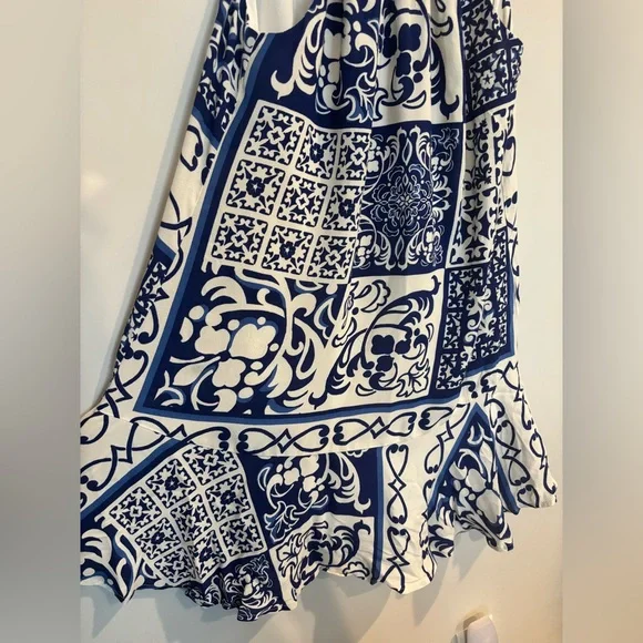 Fifteen Twenty Brenda Ruffle Blue and White Dress - Picture 4 of 8